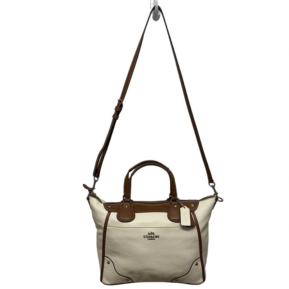 Coach Mickie Satchel in Spectator Leather #F37679 New in Silver/Chalk/Saddle